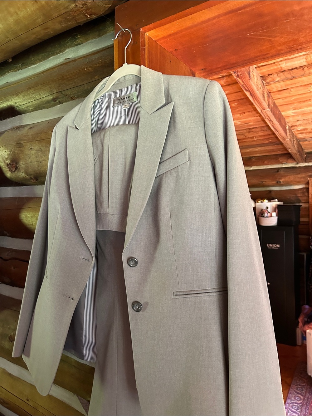 Women's Taupe Two-Button Blazer Pantsuit Jacket